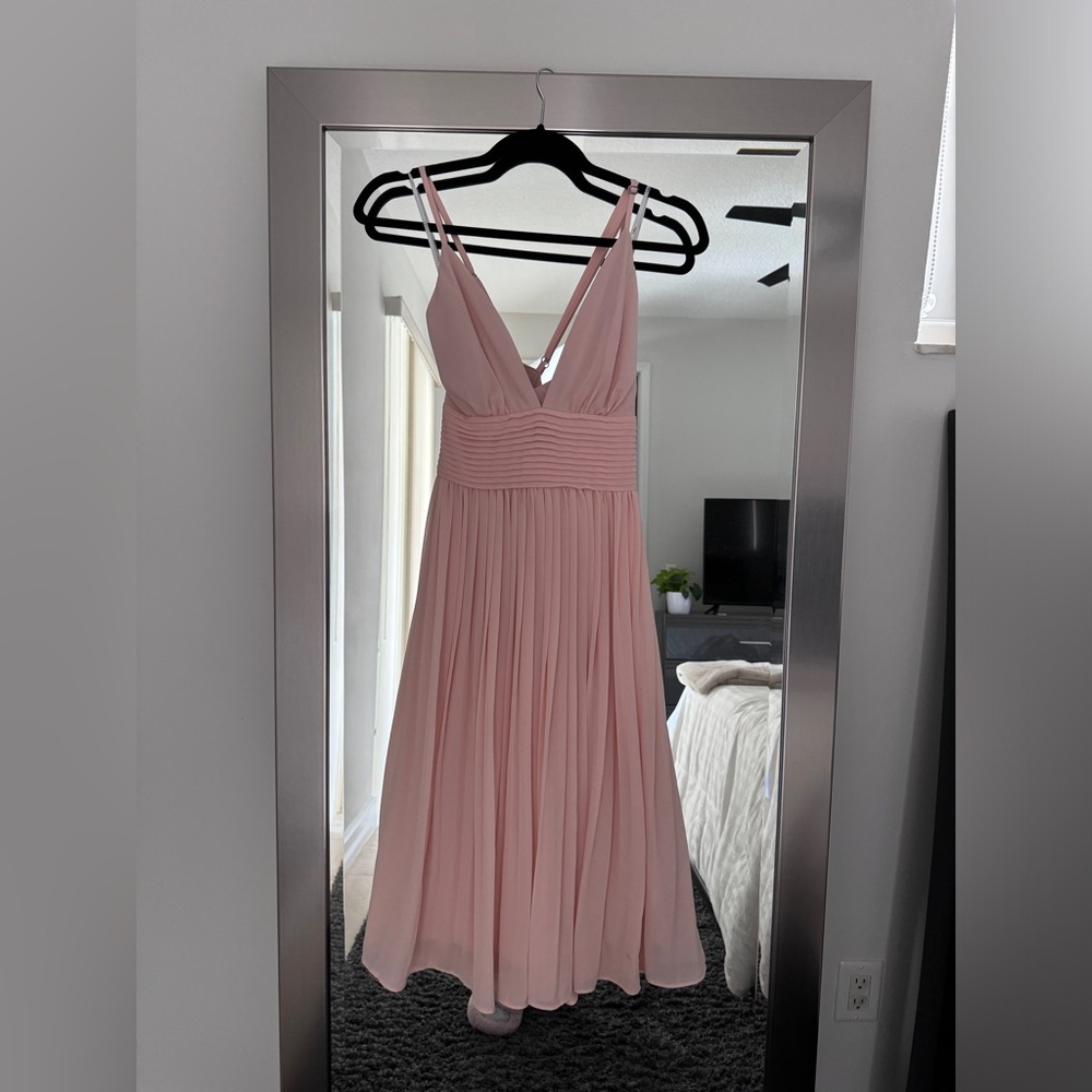 Lulus Light Pink Pleated Midi Dress